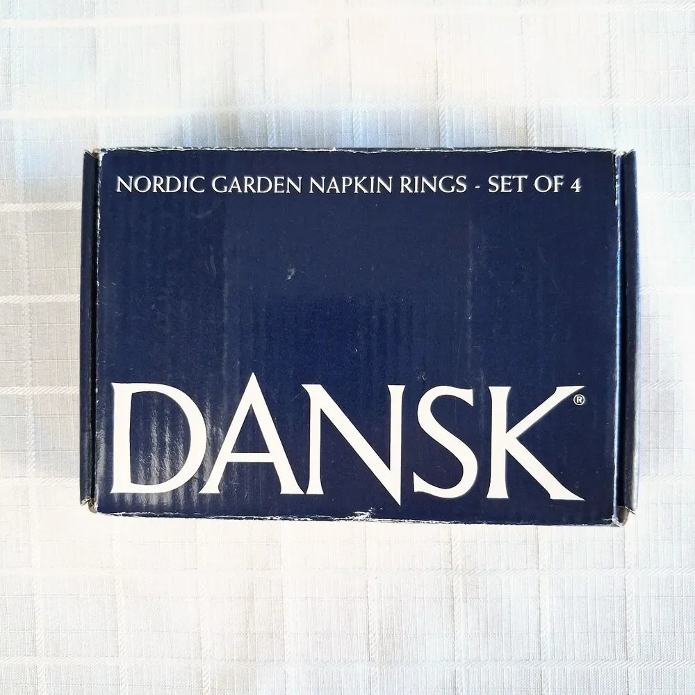 Dansk Nordic Garden Napkin Rings, Set of 4 in Original Box